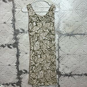 Tommy Bahama tropical green flowy butterfly criss cross back tank dress